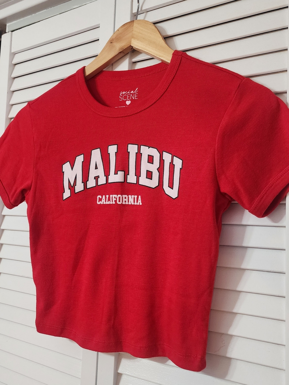 Social Scene- Malibu California Red Crop Tee